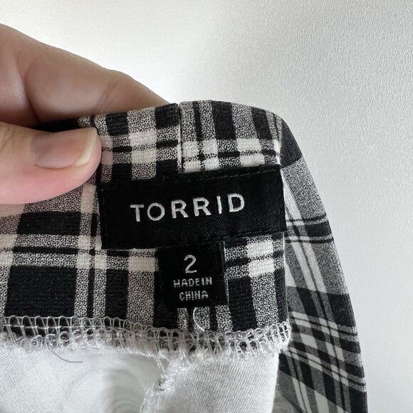 Torrid Mini Studio Luxe Ponte Pencil Skirt Black White Check Stretch Women’s‎ 2X - Picture 7 of 9